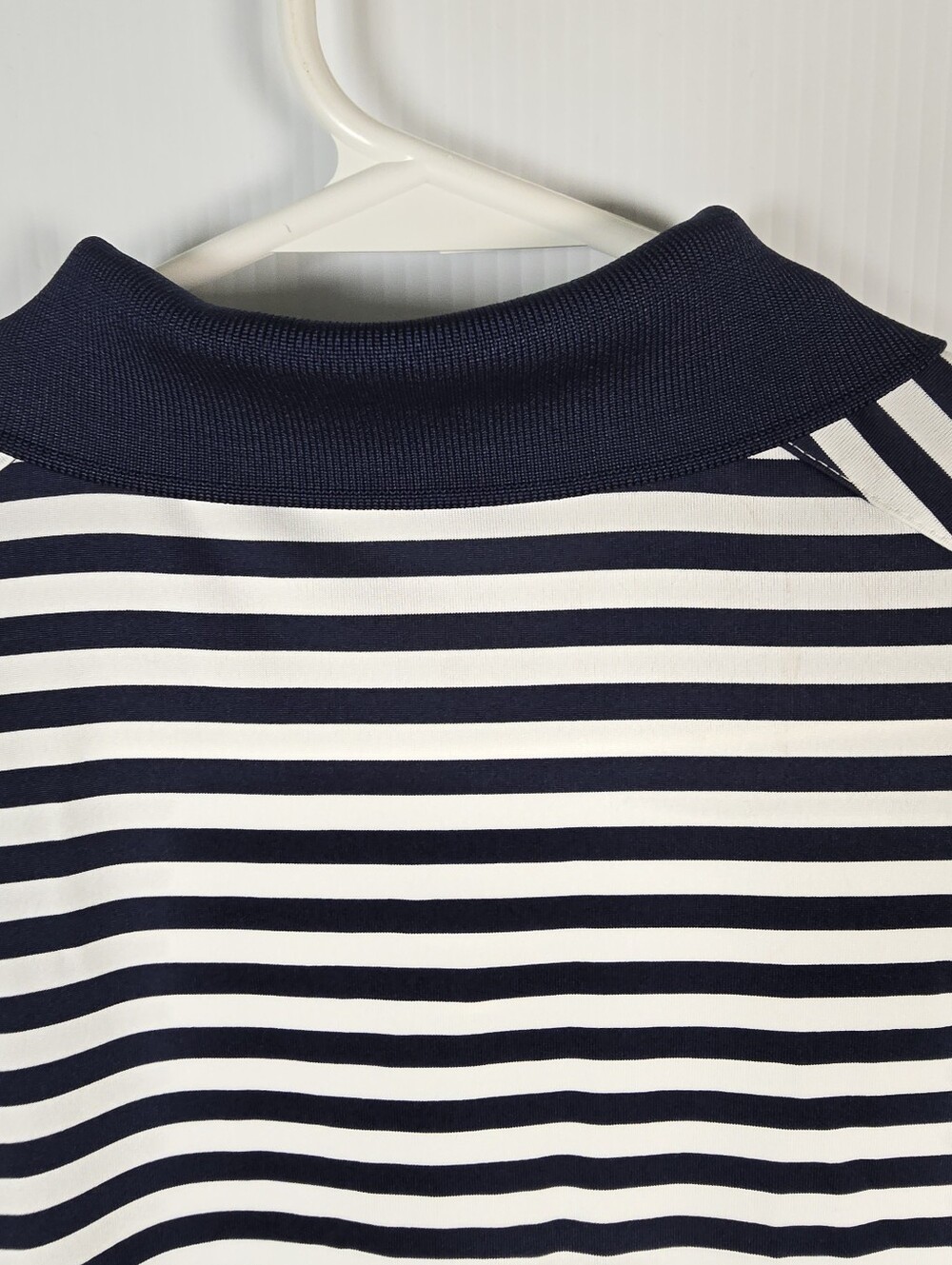 NWOT Nike Mens Navy and White Striped Dri-fit Short Sleeve Golf Polo Size L - Picture 10 of 11